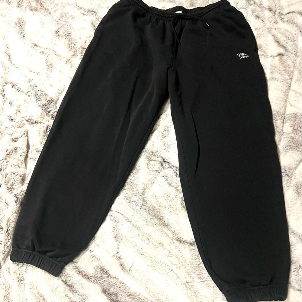 Reebok Black Drawstring Fleece Women’s Joggers XL